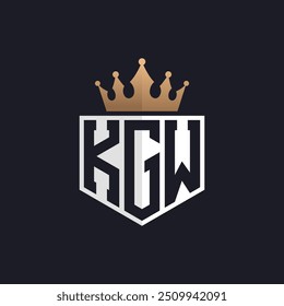 Logotipo KGW de luxo com Crown. Logotipo inicial elegante da letra KGW para marcas exclusivas. Carta Monograma KGW para empresas de tecnologia avançada