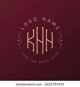 Luxury KHH Logo Design, Elegant Letter KHH Monogram Logo. Minimalist Polygon KHH Logo Design Template
