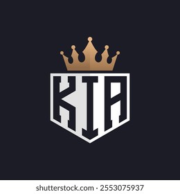 Luxo KIA Logo com Crown. Logotipo inicial elegante da letra KIA para marcas exclusivas. Carta Monograma KIA para empresas de tecnologia avançada