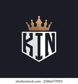 Luxury KIN Logo with Crown. Elegant Initials KIN Letter Logo for Exclusive Brands. Letter KIN Monogram for High-End Businesses