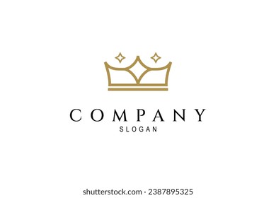 Luxury king queen crown logo with gold color design