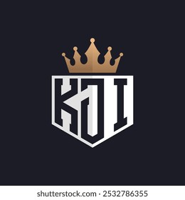 Luxury KJI Logo with Crown. Elegant Initials KJI Letter Logo for Exclusive Brands. Letter KJI Monogram for High-End Businesses