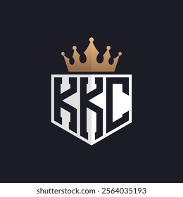 Luxury KKC Logo with Crown. Elegant Initials KKC Letter Logo for Exclusive Brands. Letter KKC Monogram for High-End Businesses