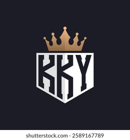 Luxury KKY Logo with Crown. Elegant Initials KKY Letter Logo for Exclusive Brands. Letter KKY Monogram for High-End Businesses