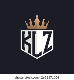Luxury KLZ Logo with Crown. Elegant Initials KLZ Letter Logo for Exclusive Brands. Letter KLZ Monogram for High-End Businesses