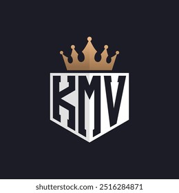 Luxury KMV Logo with Crown. Elegant Initials KMV Letter Logo for Exclusive Brands. Letter KMV Monogram for High-End Businesses