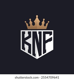 Luxury KNF Logo with Crown. Elegant Initials KNF Letter Logo for Exclusive Brands. Letter KNF Monogram for High-End Businesses