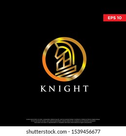 luxury knight logo. using monoline style. modern icon, template design