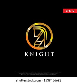 luxury knight logo. using monoline style. modern icon, template design