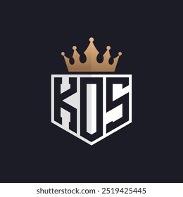 Luxury KOS Logo with Crown. Elegant Initials KOS Letter Logo for Exclusive Brands. Letter KOS Monogram for High-End Businesses