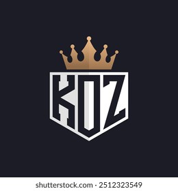 Luxury KOZ Logo with Crown. Elegant Initials KOZ Letter Logo for Exclusive Brands. Letter KOZ Monogram for High-End Businesses