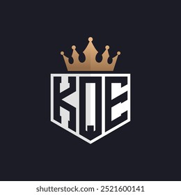 Luxury KQE Logo with Crown. Elegant Initials KQE Letter Logo for Exclusive Brands. Letter KQE Monogram for High-End Businesses