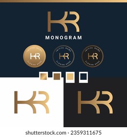 Logo-Design des ersten Monogram-Textbriefs von Luxury KR oder RK
