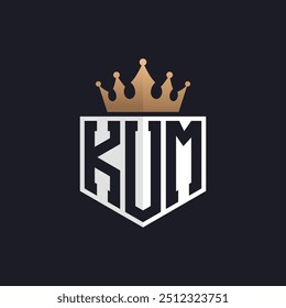 Luxury KUM Logo with Crown. Elegant Initials KUM Letter Logo for Exclusive Brands. Letter KUM Monogram for High-End Businesses