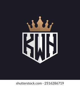 Luxury KWH Logo with Crown. Elegant Initials KWH Letter Logo for Exclusive Brands. Letter KWH Monogram for High-End Businesses