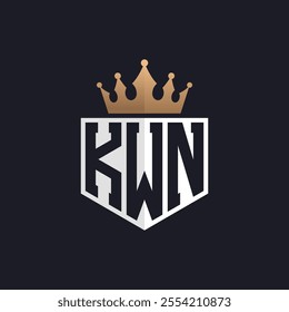 Luxury KWN Logo with Crown. Elegant Initials KWN Letter Logo for Exclusive Brands. Letter KWN Monogram for High-End Businesses