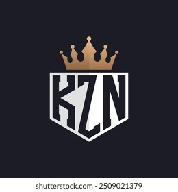 Luxury KZN Logo with Crown. Elegant Initials KZN Letter Logo for Exclusive Brands. Letter KZN Monogram for High-End Businesses