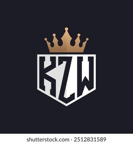 Luxury KZW Logo with Crown. Elegant Initials KZW Letter Logo for Exclusive Brands. Letter KZW Monogram for High-End Businesses