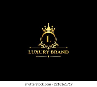 Luxury L Letter Initial with Royal Template.elegant with crown logo vector, Creative Lettering Logo Vector Illustration.