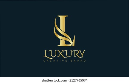 Luxury L monogram Classic Gold Lettering Typography Logo. Luxury decorative shiny vector illustration.