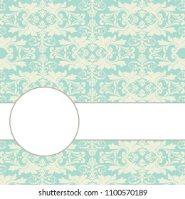 luxury label, damask background