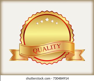 Luxury label with ribbon.Vector badge design.