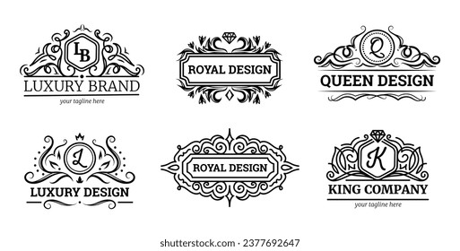 Luxury labels design set with premium quality symbols	