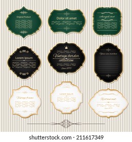 Luxury labels in gold.
