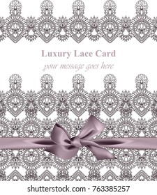 Luxury lace background Vector with handmade ornaments pink color