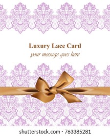 Luxury lace background Vector with handmade ornaments pink color