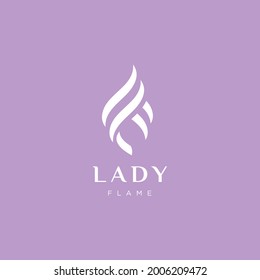 Luxury Lady Fire Illustration F Letter Logo Design for  Beauty Salon and Spa or Boutique Business