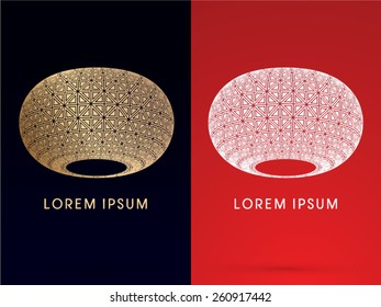Luxury Lamp, Abstract shape, designed using gold and white geometric shape, logo, symbol, icon, graphic, vector.