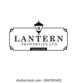 luxury lantern light lamp logo vector	