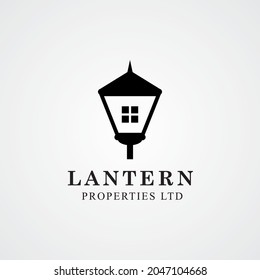 luxury lantern light lamp logo vector	