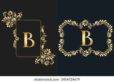Luxury Latter B logo in golden color. Logos for fashion, flower, wedding business.