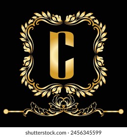 Luxury Latter C logo with golden color. use for weeding, flower,  Fashion , clothing brands logo