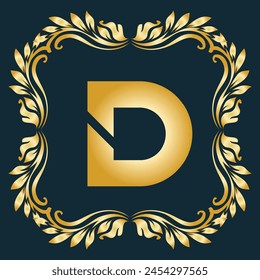 Luxury latter D logo Vector with golden color . Luxury modern minimalist monogram letter D logo