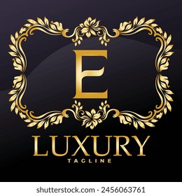 Luxury Latter Luxury E logo golden color . Logo for weeding, flower,  Fashion , clothing