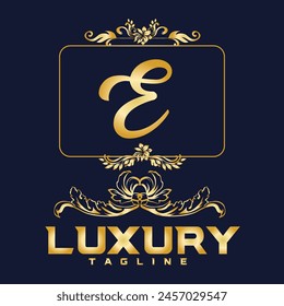 Luxury latter E Logo. Latter E logo with golden color. logo use for weeding, flower,  Fashion , clothing brands 