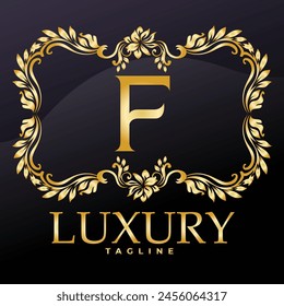 Luxury Latter Luxury F logo golden color . Logo for weeding, flower,  Fashion , clothing