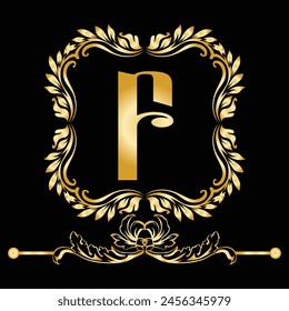 Luxury Latter F logo with golden color. use for weeding, flower,  Fashion , clothing brands logo