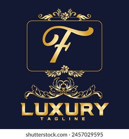 Luxury latter F Logo. Latter F logo with golden color. logo use for weeding, flower,  Fashion , clothing brands 