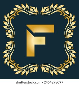 Luxury latter F logo Vector with golden color . Luxury modern minimalist monogram letter F logo