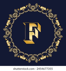 Luxury Latter F Logo Vector With Company name in a circle. Logos for fashion, flower, beauty business.