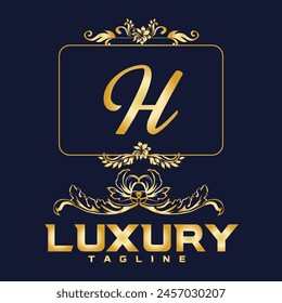 Luxury latter H Logo. Latter H logo with golden color. logo use for weeding, flower,  Fashion , clothing brands 