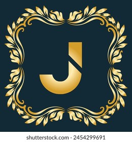 Luxury latter J logo Vector with golden color . Luxury modern minimalist monogram letter J logo