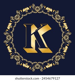 Luxury Latter K Logo Vector With Company name in a circle. Logos for fashion, flower, beauty business.