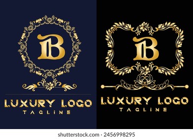 Luxury Latter logo. Latter B logo template in gold color for weeding, flower,  Fashion , clothing Brands