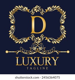 Logotipo de Luxury Latter. Logotipo D para desyerbar, flor, moda , marcas de ropa