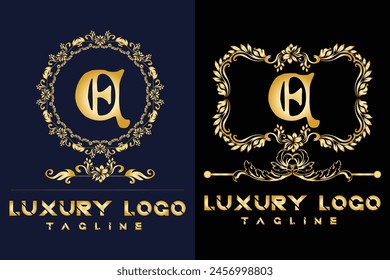 Luxury Latter logo. Latter E logo template in gold color for weeding, flower,  Fashion , clothing Brands